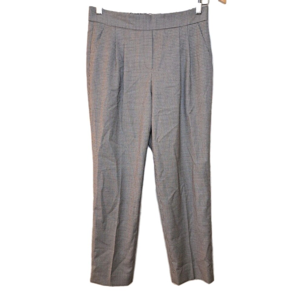 Aritzia Babaton Dress Plaid Pants Size 4 Elastic Waist Wool Made Brown Cropped